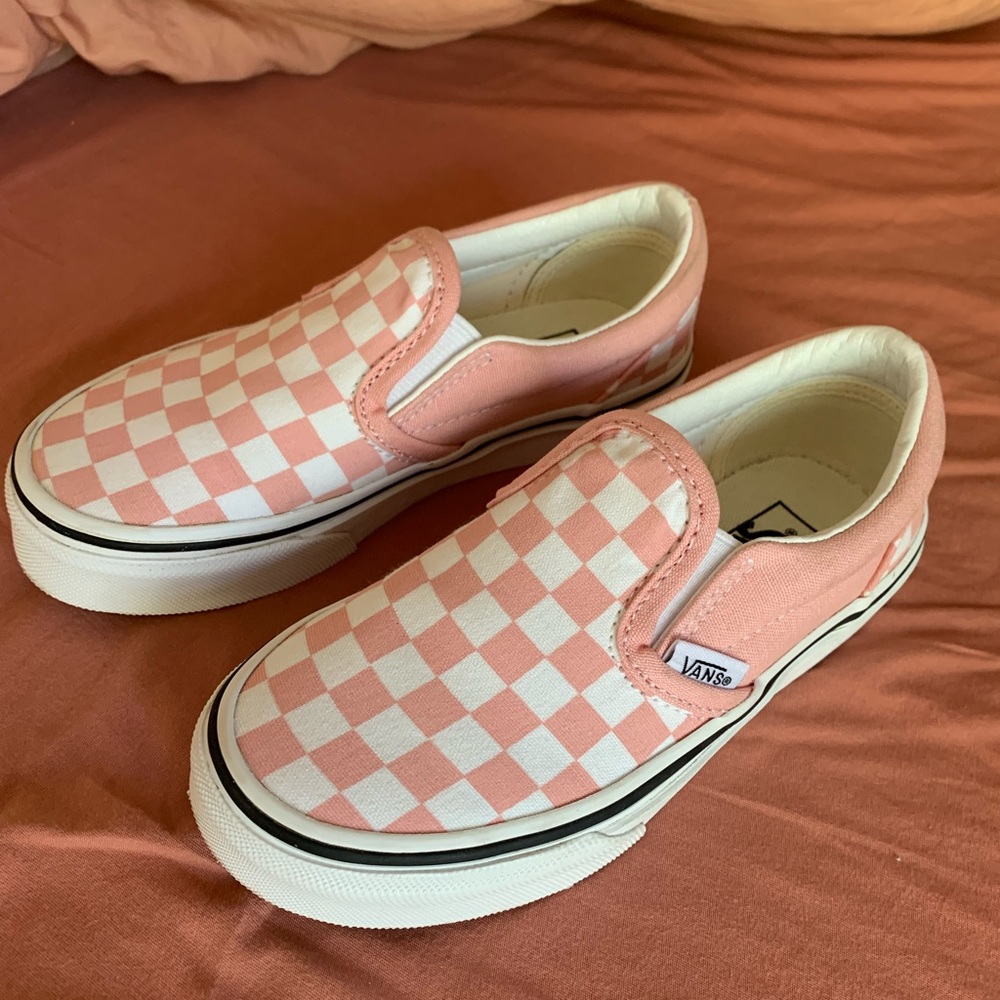 Checkered slip on vans